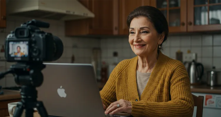 sofia-in-front-of-a-camera-setup-in-her-kitchen